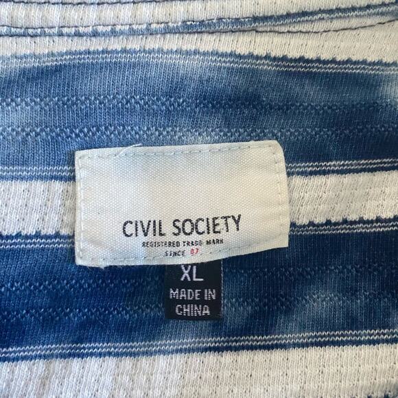 Naxos by Civil Society Mens Indigo Marbled Button Up Knit Shirt Sz XL - Picture 10 of 11